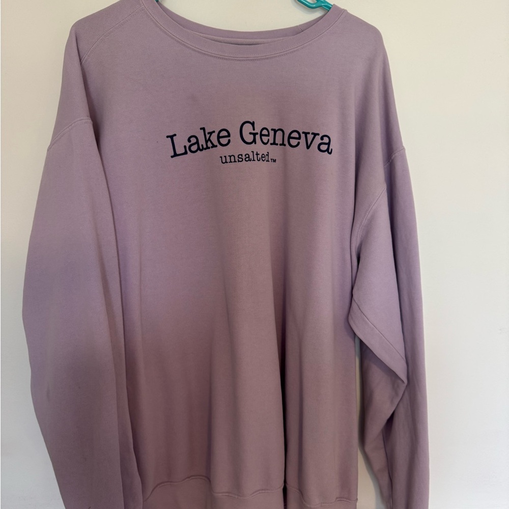 Lake Geneva No Sharks Lavender Sweater